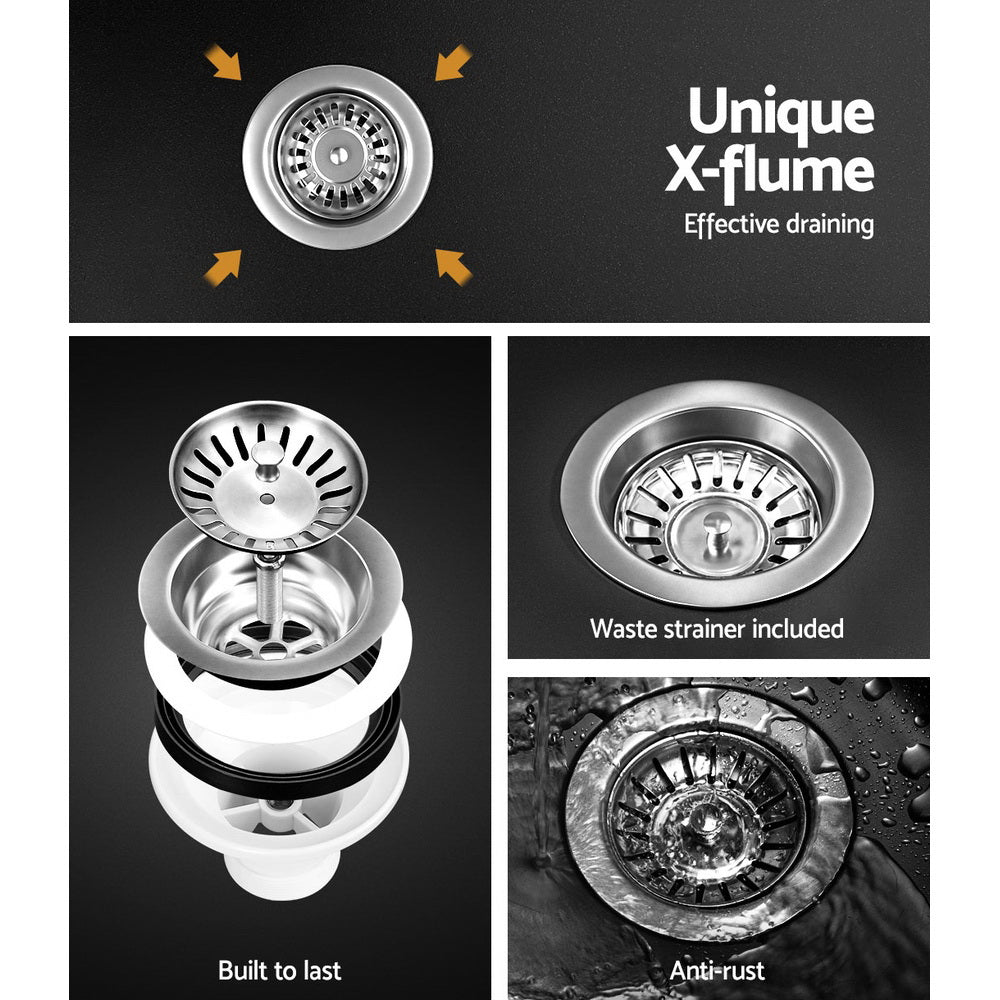 Kitchen Sink Stone Sink Granite Laundry Basin Double Bowl 116x49cm Black - Furniture > Bathroom > Sinks - Rivercity House & Home Co. (ABN 18 642 972 209) - Affordable Modern Furniture Australia