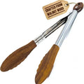 Kitchen Tongs 30 cm with Walnut Wood Tips and Stainless Steel Handles for Cooking, BBQ and Salad Serving