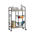 Kitchen Trolley Cart with Wire Baskets Rustic Steel Rolling Cart - Brown