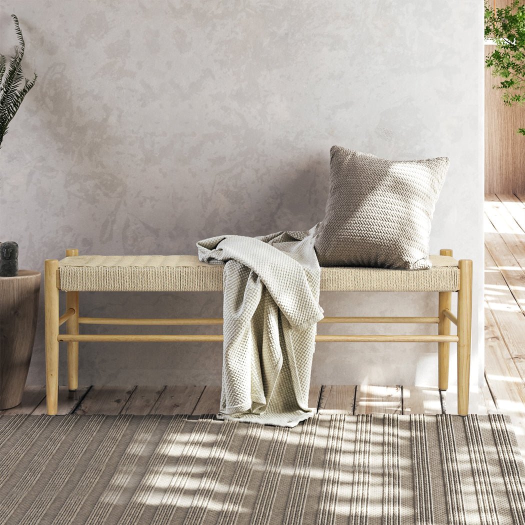 Kraft Rope Bench Seat with Rubberwood Frame - Natural - Rivercity House & Home Co. (ABN 18 642 972 209) - Affordable Modern Furniture Australia