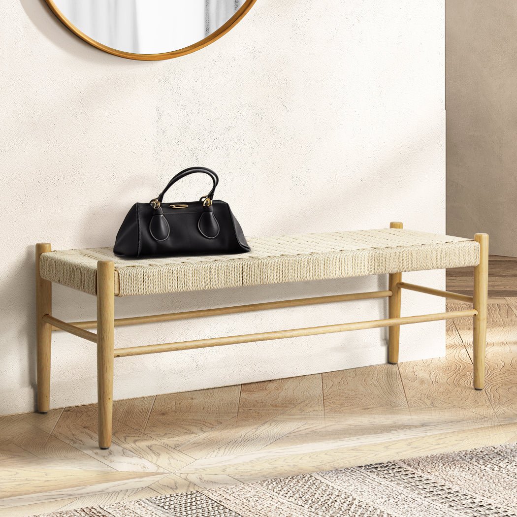 Kraft Rope Bench Seat with Rubberwood Frame - Natural - Rivercity House & Home Co. (ABN 18 642 972 209) - Affordable Modern Furniture Australia