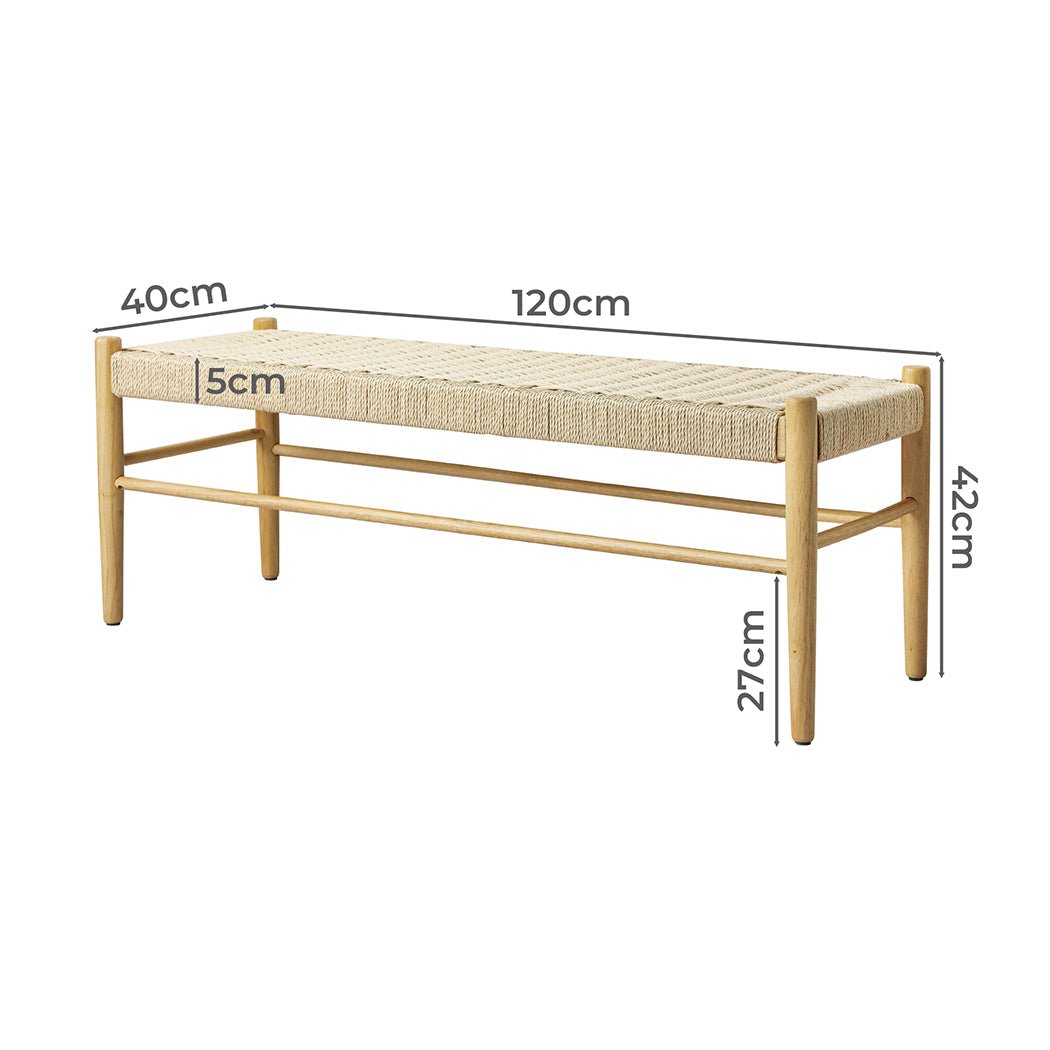 Kraft Rope Bench Seat with Rubberwood Frame - Natural - Rivercity House & Home Co. (ABN 18 642 972 209) - Affordable Modern Furniture Australia