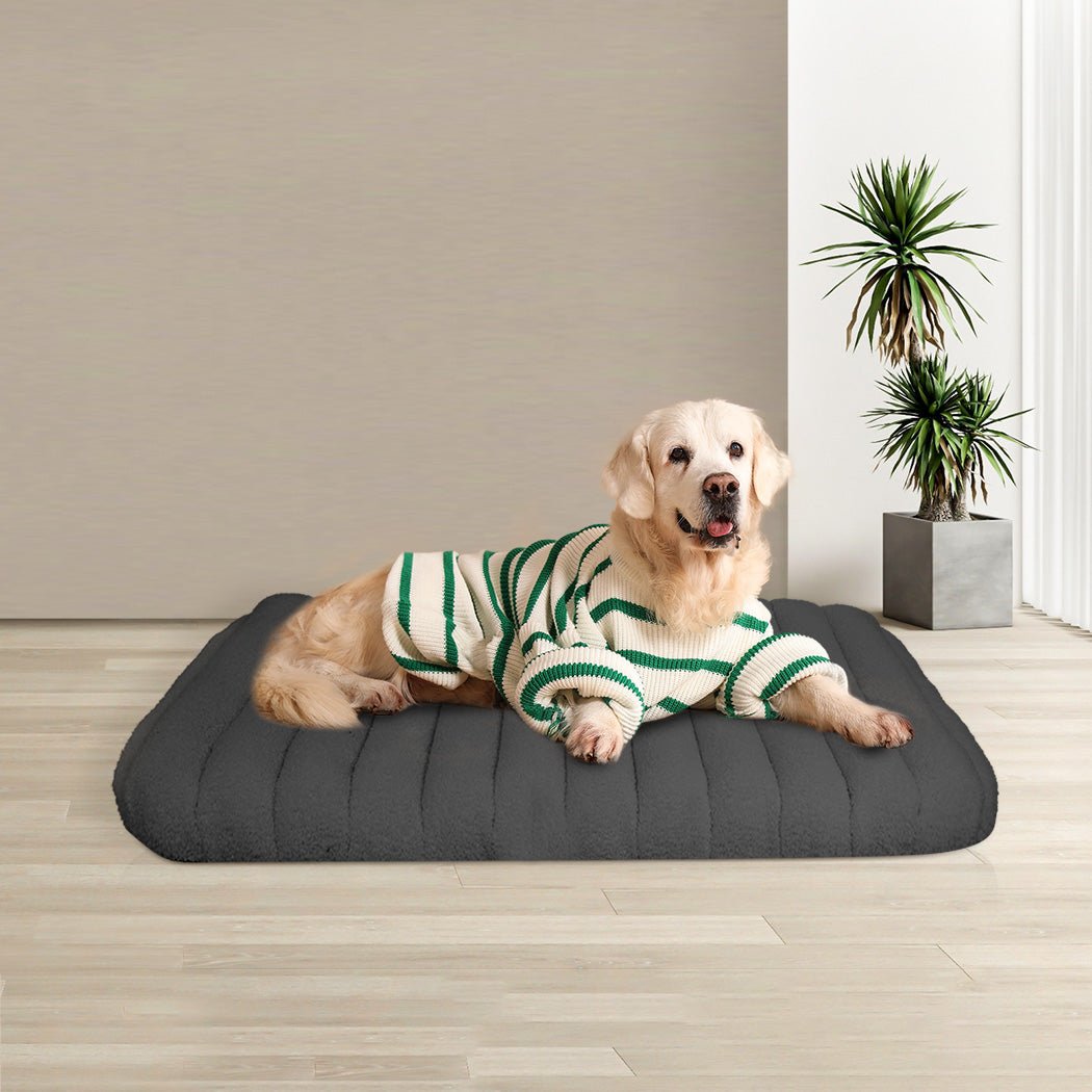 L Orthopedic Dog Bed with Sherpa Plush Removable Cover - Grey - Rivercity House & Home Co. (ABN 18 642 972 209) - Affordable Modern Furniture Australia