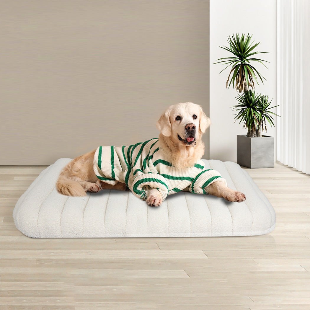 L Orthopedic Dog Bed with Sherpa Plush Removable Cover - White - Rivercity House & Home Co. (ABN 18 642 972 209) - Affordable Modern Furniture Australia