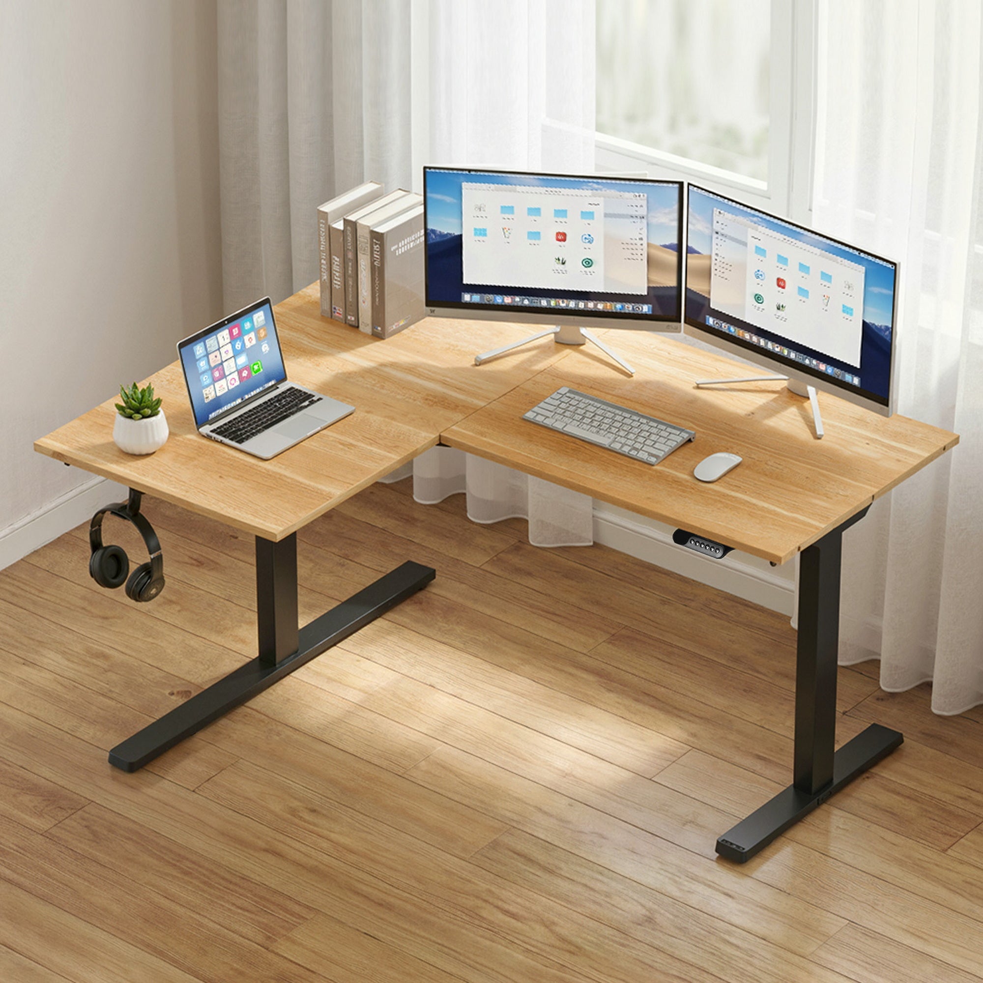L - Shape Electric Standing Desk Sit Stand Up Height Adjustable Motorised - Furniture > Office > Desks - Rivercity House & Home Co. (ABN 18 642 972 209) - Affordable Modern Furniture Australia