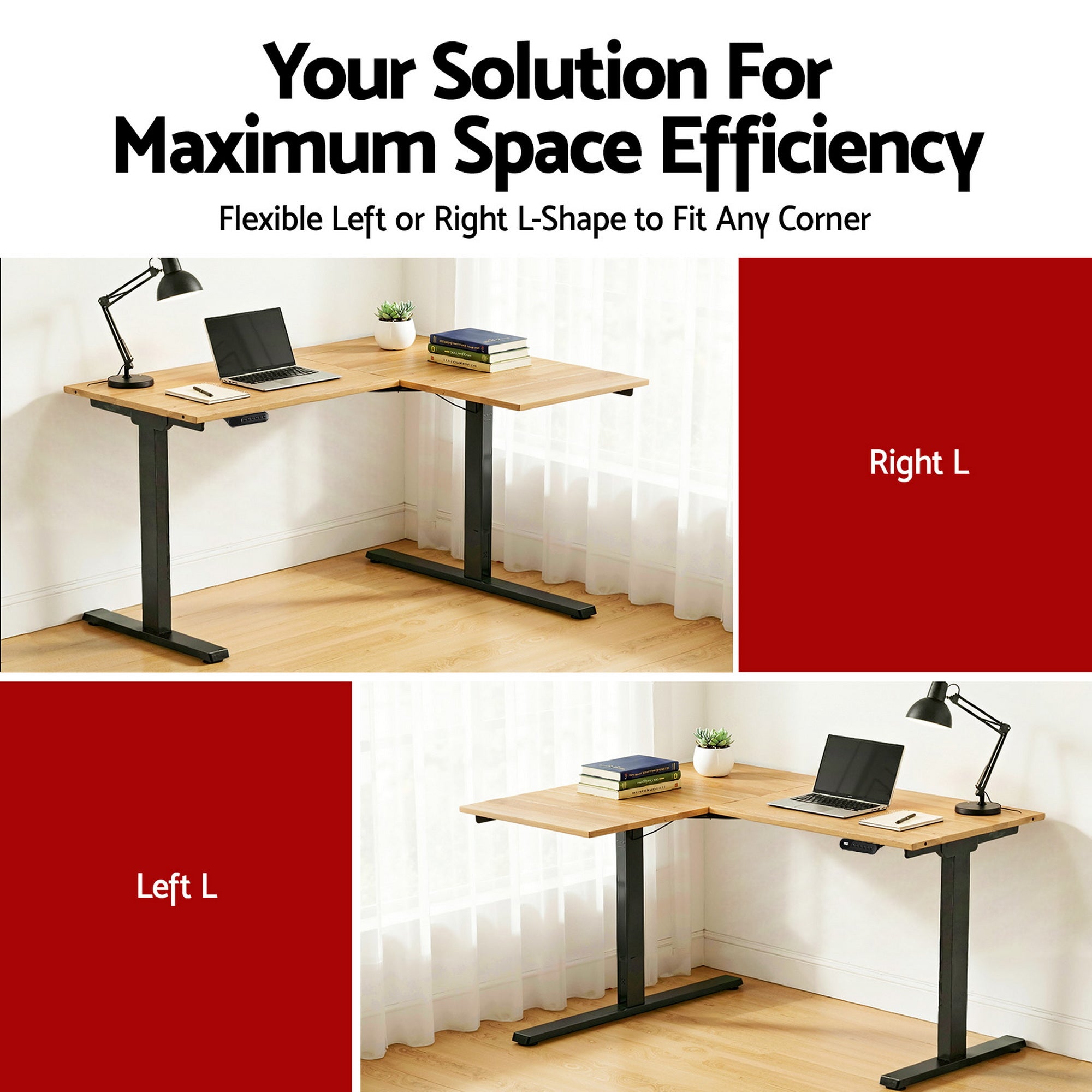 L - Shape Electric Standing Desk Sit Stand Up Height Adjustable Motorised - Furniture > Office > Desks - Rivercity House & Home Co. (ABN 18 642 972 209) - Affordable Modern Furniture Australia