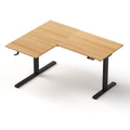 L-Shape Electric Height Adjustable Standing Desk with Dual Motor and Memory Presets - Black Oak