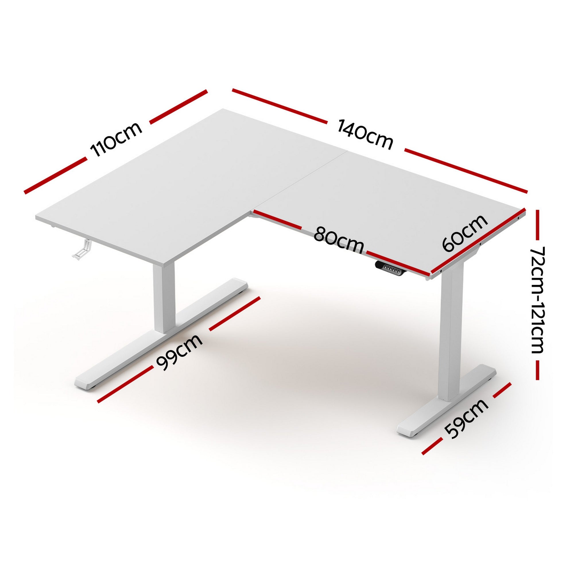 L - Shape Standing Desk Sit Stand Up Height Adjustable Electric Motorised White - Furniture > Office > Desks - Rivercity House & Home Co. (ABN 18 642 972 209) - Affordable Modern Furniture Australia