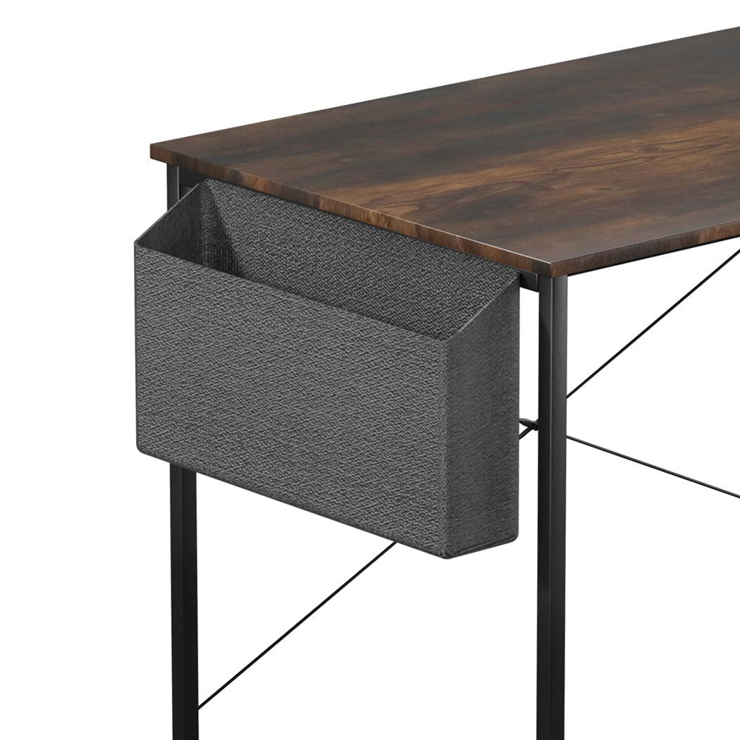 L Shaped Adjustable Computer Corner Desk with Storage Rack - Brown - Rivercity House & Home Co. (ABN 18 642 972 209) - Affordable Modern Furniture Australia