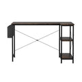 L Shaped Adjustable Computer Corner Desk with Storage Rack - Brown