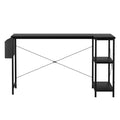 L Shaped Adjustable Computer Desk with Storage Rack - Black