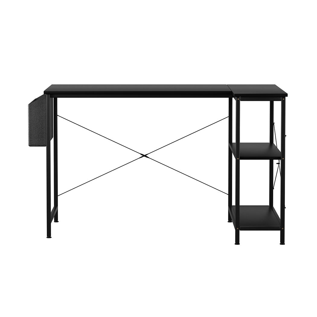 L Shaped Adjustable Height Computer Corner Desk with Storage Rack - Black - Rivercity House & Home Co. (ABN 18 642 972 209) - Affordable Modern Furniture Australia