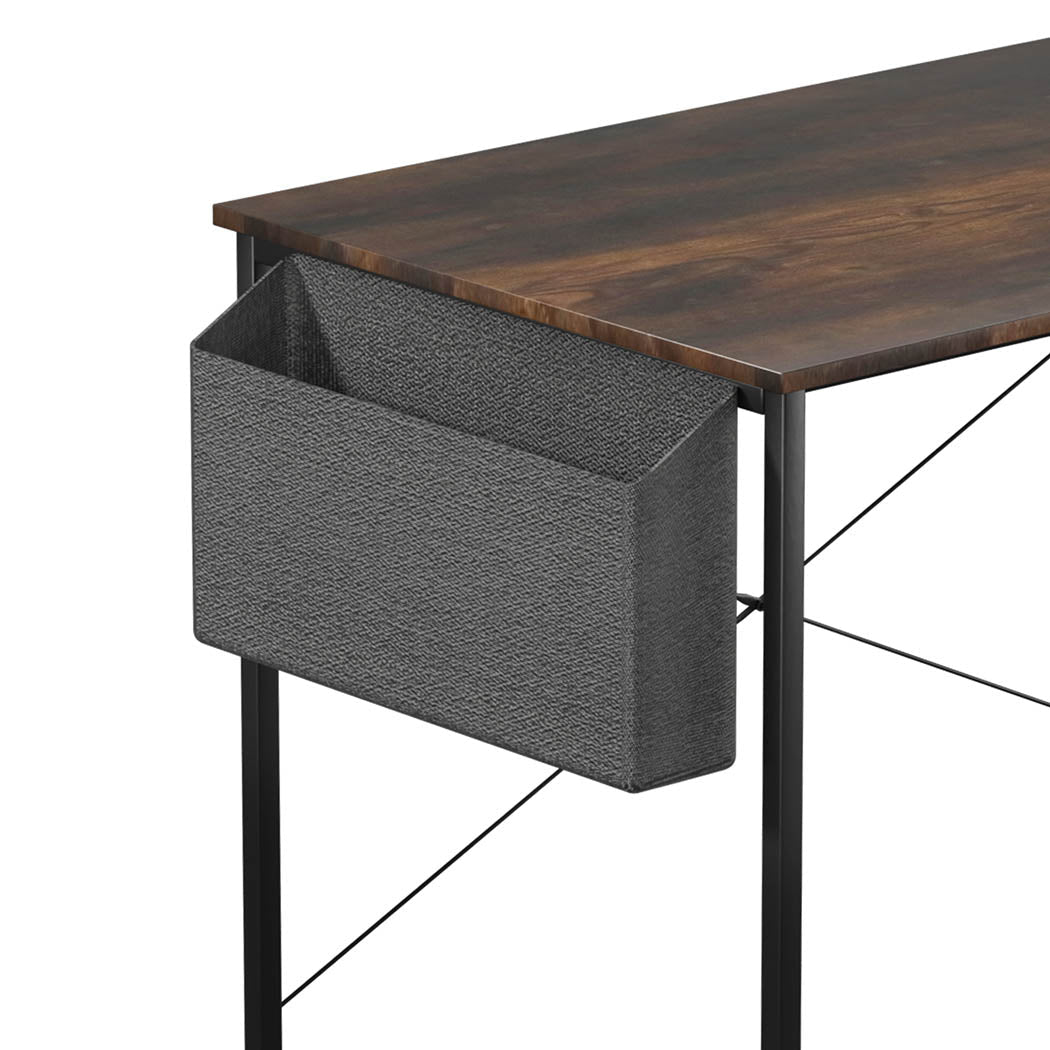 L Shaped Adjustable Height Computer Corner Desk with Storage Rack - Brown - Rivercity House & Home Co. (ABN 18 642 972 209) - Affordable Modern Furniture Australia