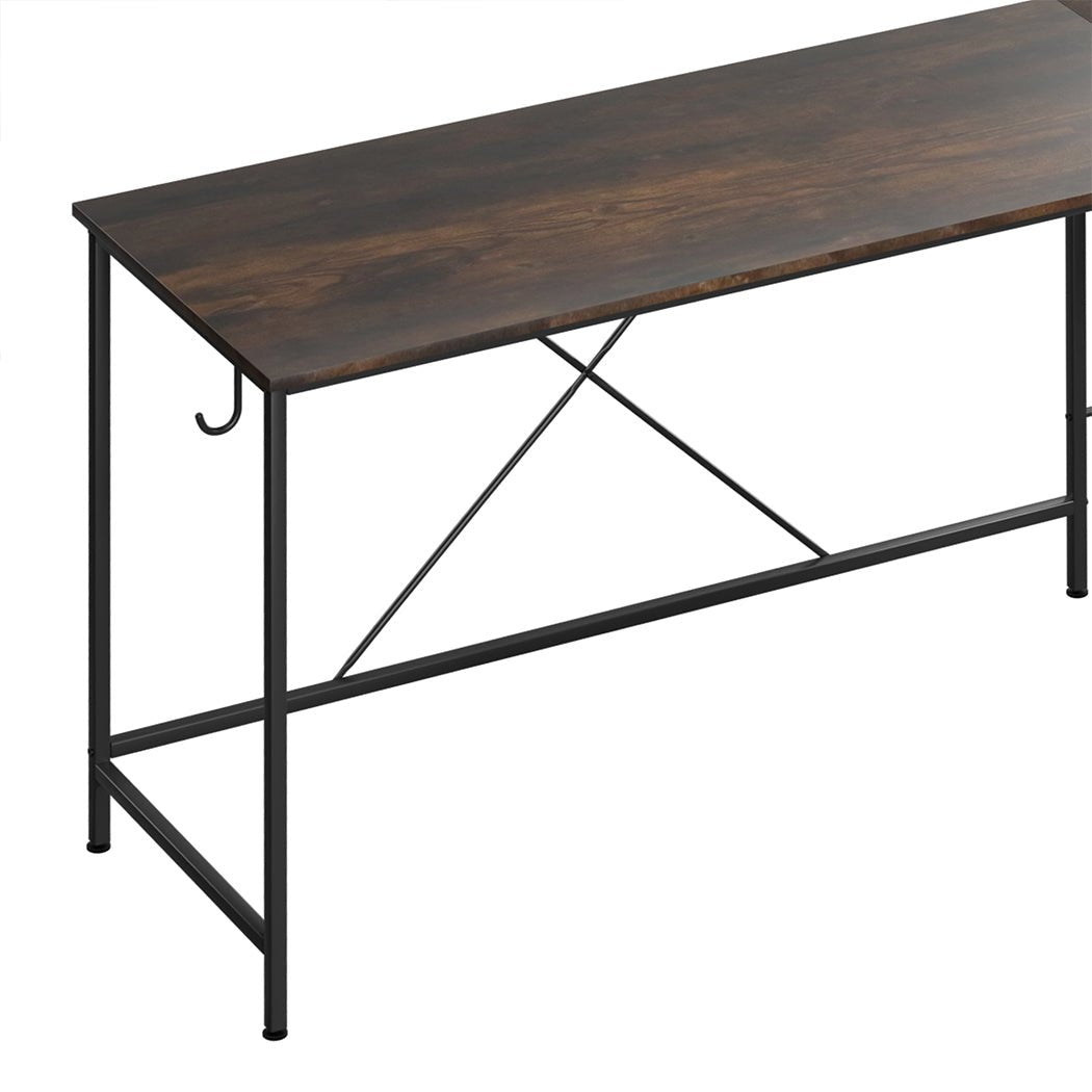 L - Shaped Computer Corner Desk with Monitor & CPU Stand - Brown - Rivercity House & Home Co. (ABN 18 642 972 209) - Affordable Modern Furniture Australia