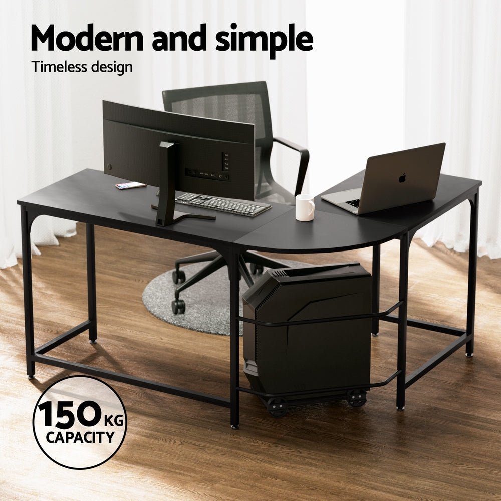L - Shaped Corner Desk - Black - Rivercity House & Home Co. (ABN 18 642 972 209) - Affordable Modern Furniture Australia