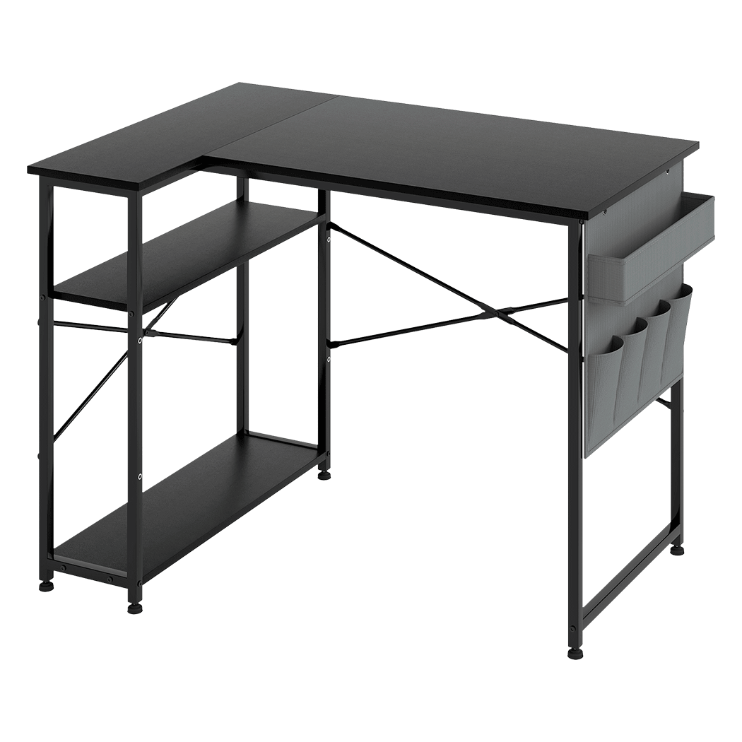 L - Shaped Gaming Computer Desk Corner Table 100cm Workspace - Black - Rivercity House & Home Co. (ABN 18 642 972 209) - Affordable Modern Furniture Australia