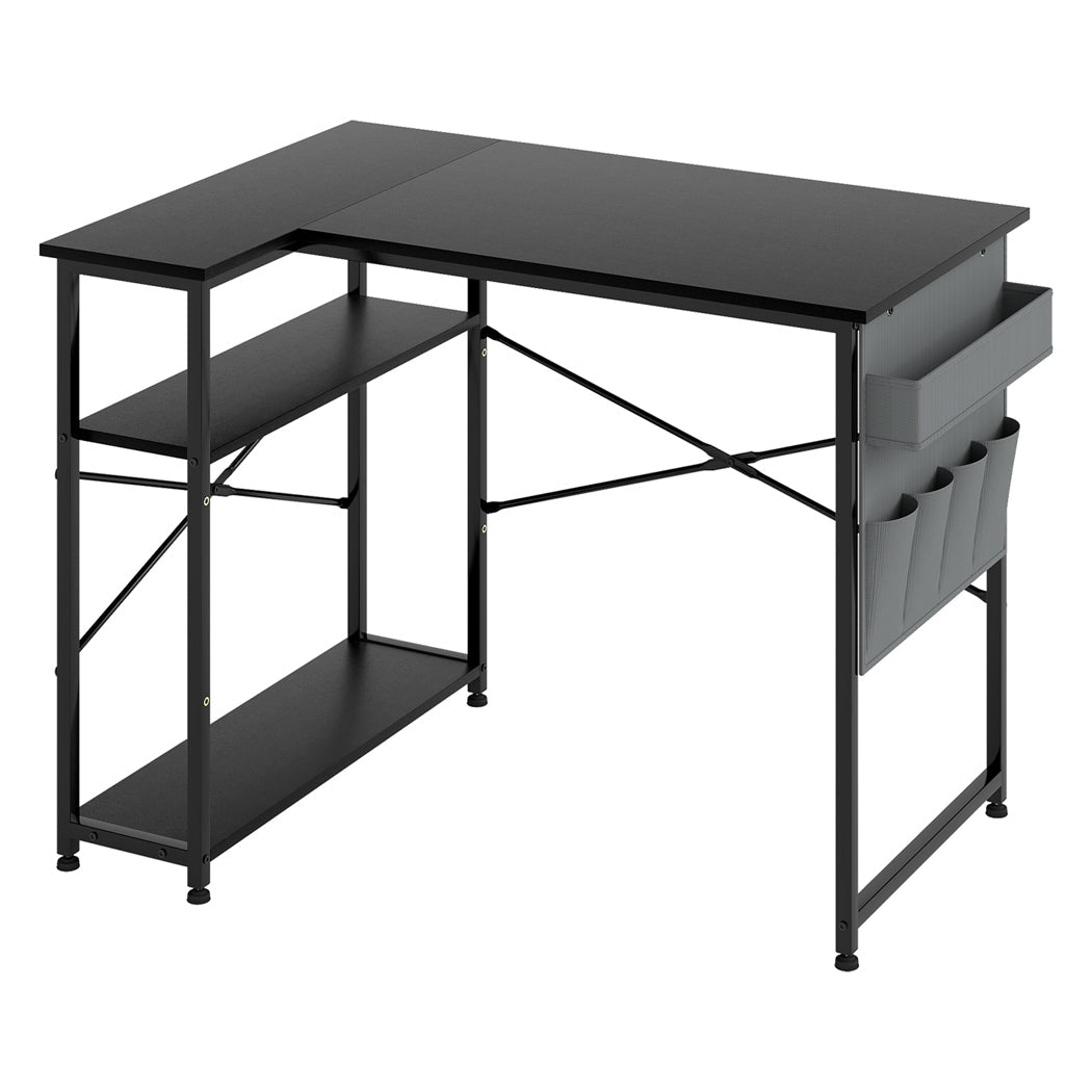 L - Shaped Gaming Computer Desk Corner Table 100cm Workspace - Black - Rivercity House & Home Co. (ABN 18 642 972 209) - Affordable Modern Furniture Australia