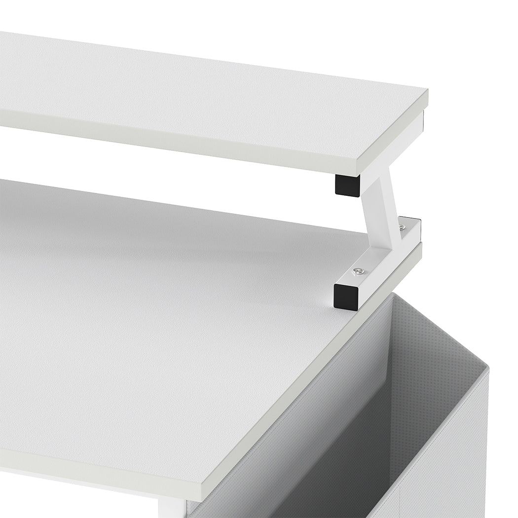 L - Shaped Gaming Desk with Storage Drawers and Built - in Charging Station - White - Rivercity House & Home Co. (ABN 18 642 972 209) - Affordable Modern Furniture Australia