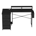 L Shaped Gaming Desk with Storage Drawers, Power Station & RGB Lighting - Black