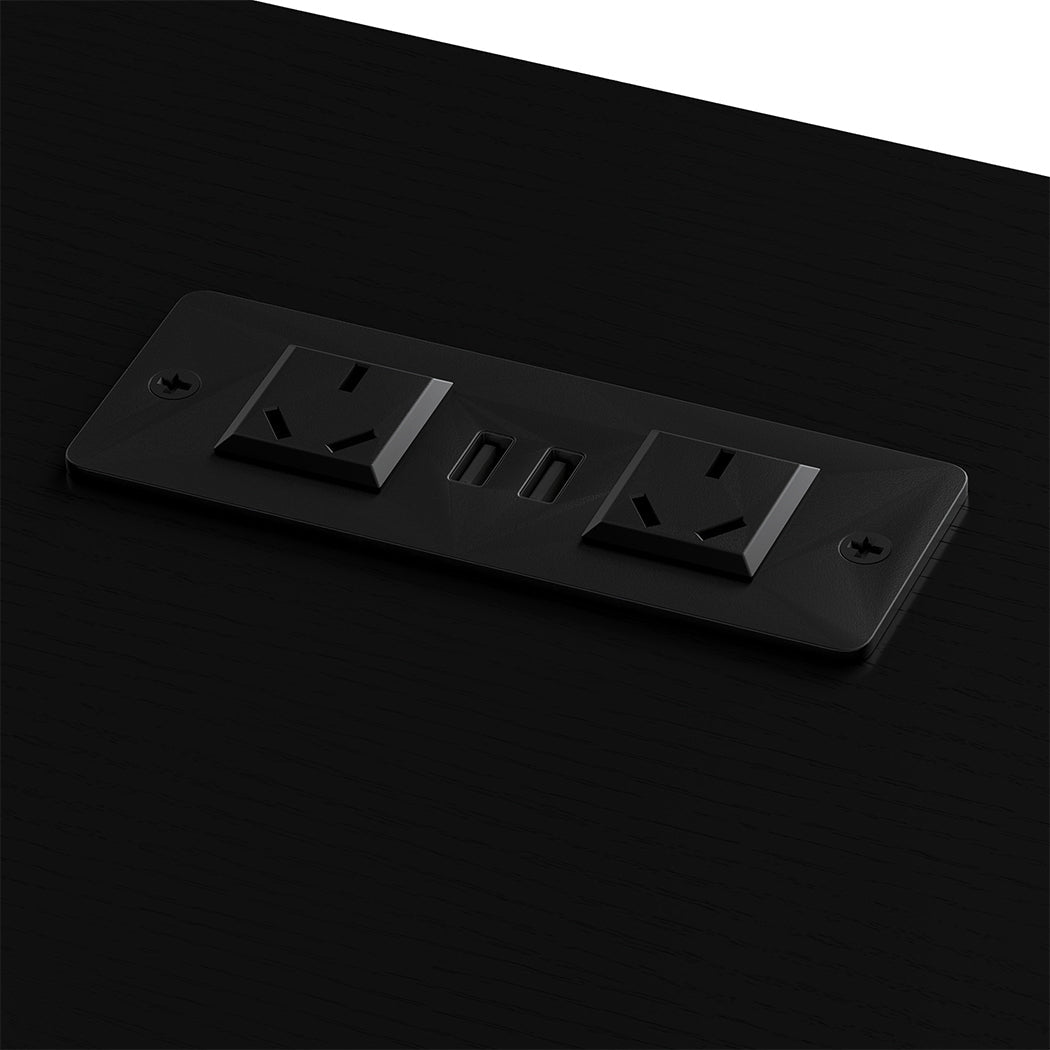 L Shaped Gaming Desk with Storage Drawers, Power Station & RGB Lighting - Black - Rivercity House & Home Co. (ABN 18 642 972 209) - Affordable Modern Furniture Australia