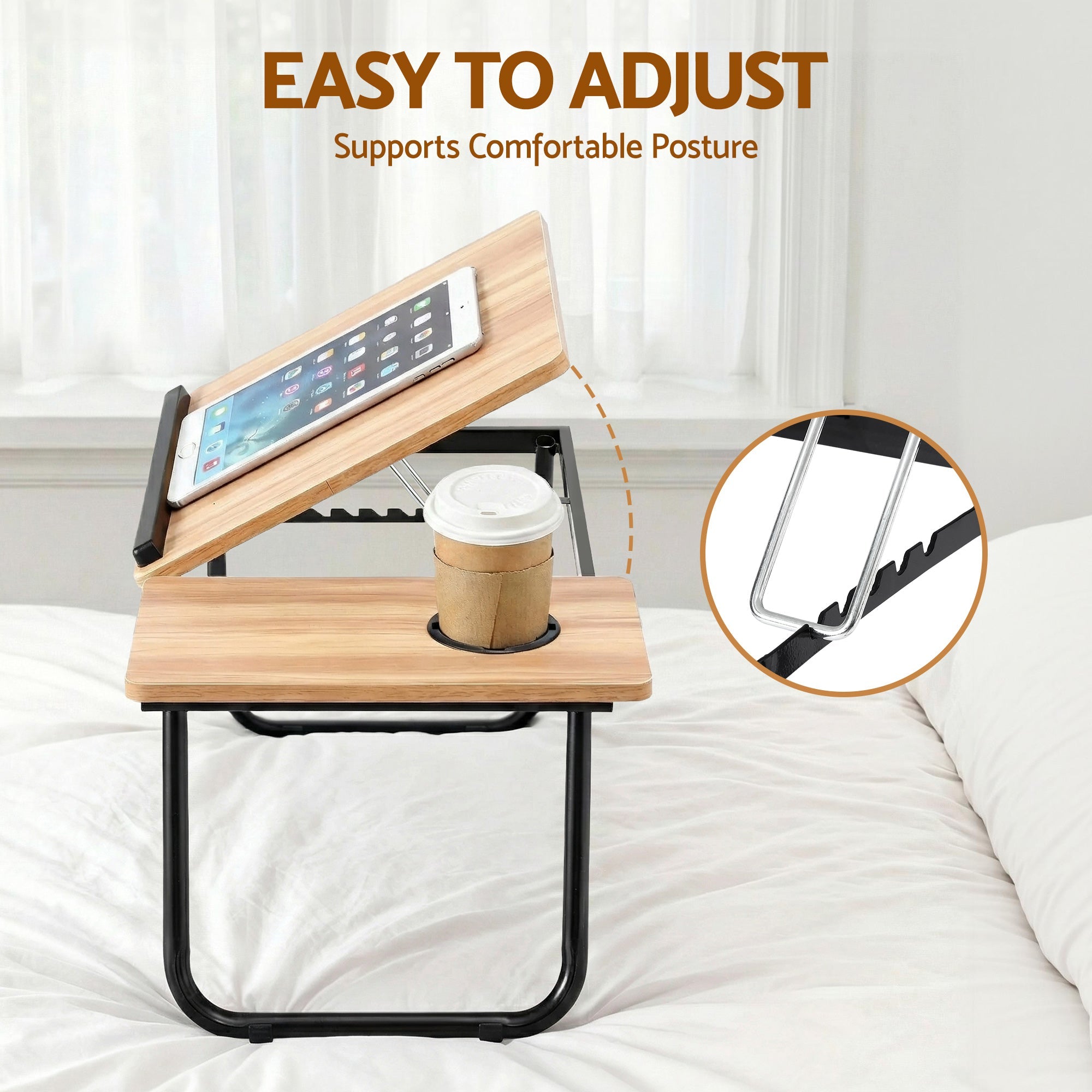Laptop Desk Bed Table Foldable Portable Desktop Oak - Electronics > Computers & Tablets > Desktops & Accessories - Rivercity House & Home Co. (ABN 18 642 972 209) - Affordable Modern Furniture Australia
