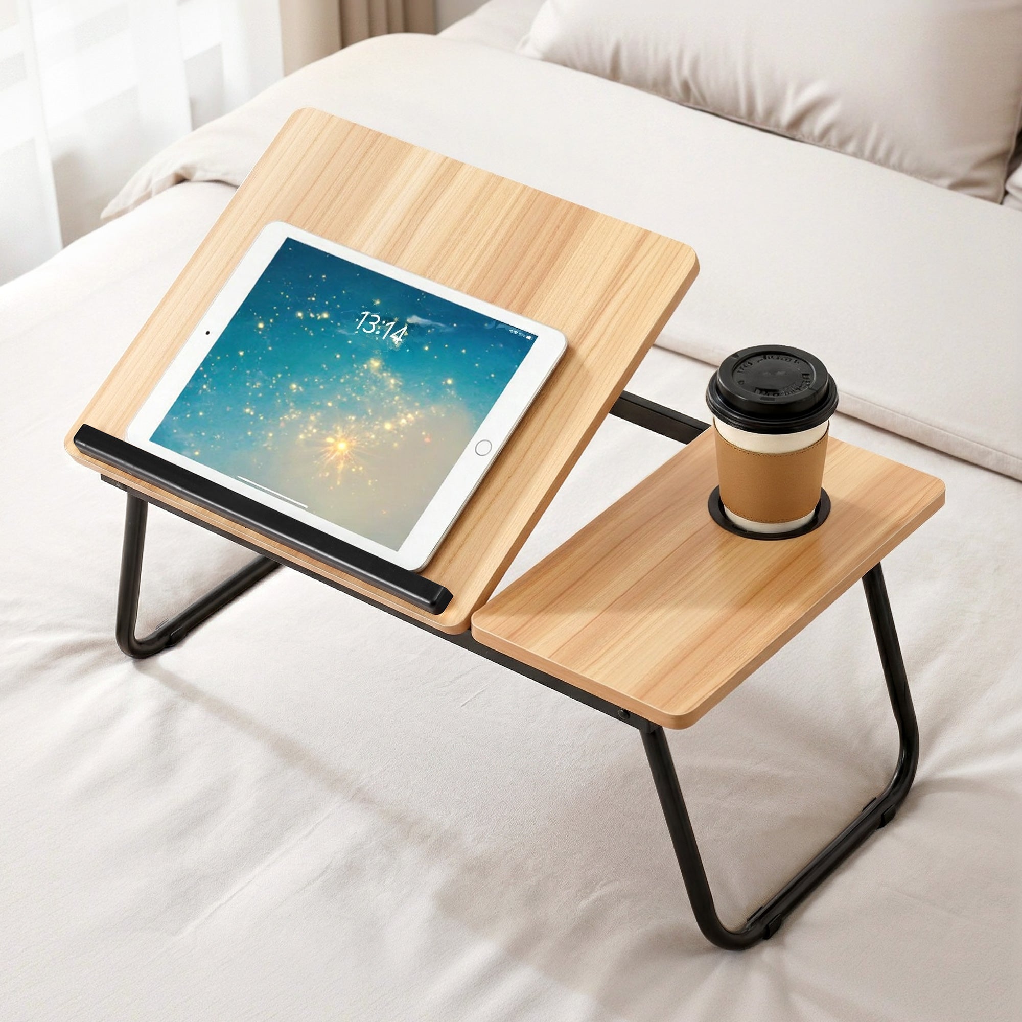 Laptop Desk Bed Table Foldable Portable Desktop Oak - Electronics > Computers & Tablets > Desktops & Accessories - Rivercity House & Home Co. (ABN 18 642 972 209) - Affordable Modern Furniture Australia