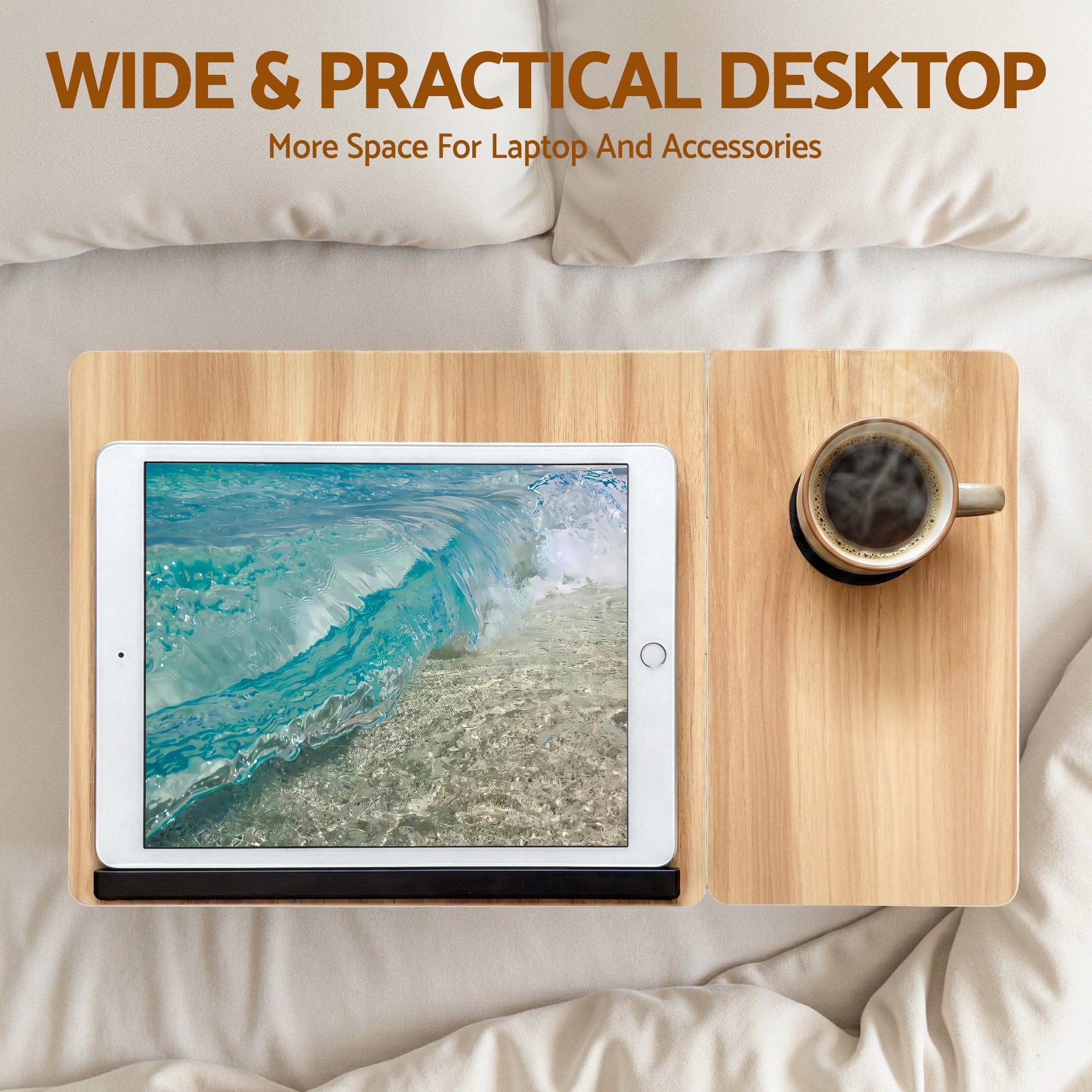 Laptop Desk Bed Table Foldable Portable Desktop Oak - Electronics > Computers & Tablets > Desktops & Accessories - Rivercity House & Home Co. (ABN 18 642 972 209) - Affordable Modern Furniture Australia