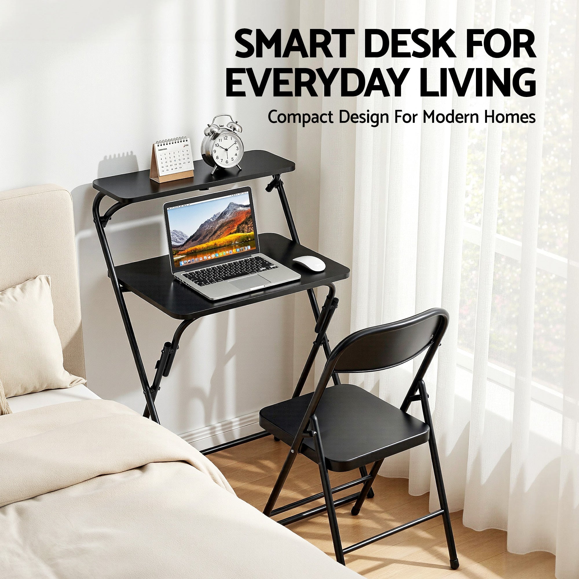 Laptop Desk Foldable Study Desk Home Office Black - Electronics > Computers & Tablets > Desktops & Accessories - Rivercity House & Home Co. (ABN 18 642 972 209) - Affordable Modern Furniture Australia