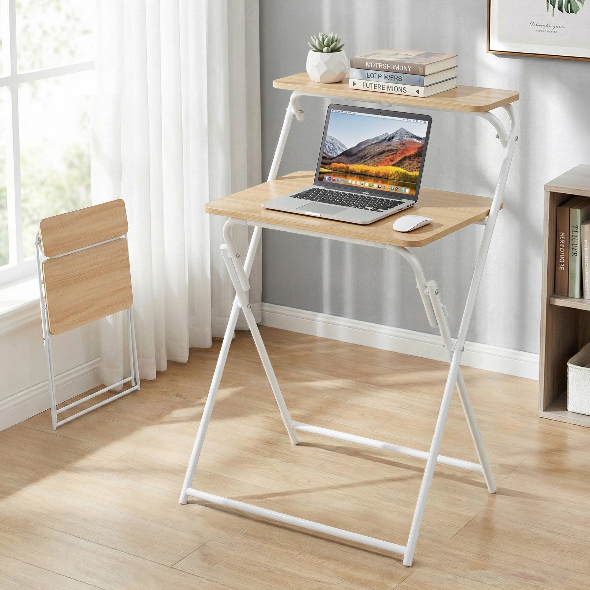 Laptop Desk Foldable Study Desk Home Office Oak - Electronics > Computers & Tablets > Desktops & Accessories - Rivercity House & Home Co. (ABN 18 642 972 209) - Affordable Modern Furniture Australia