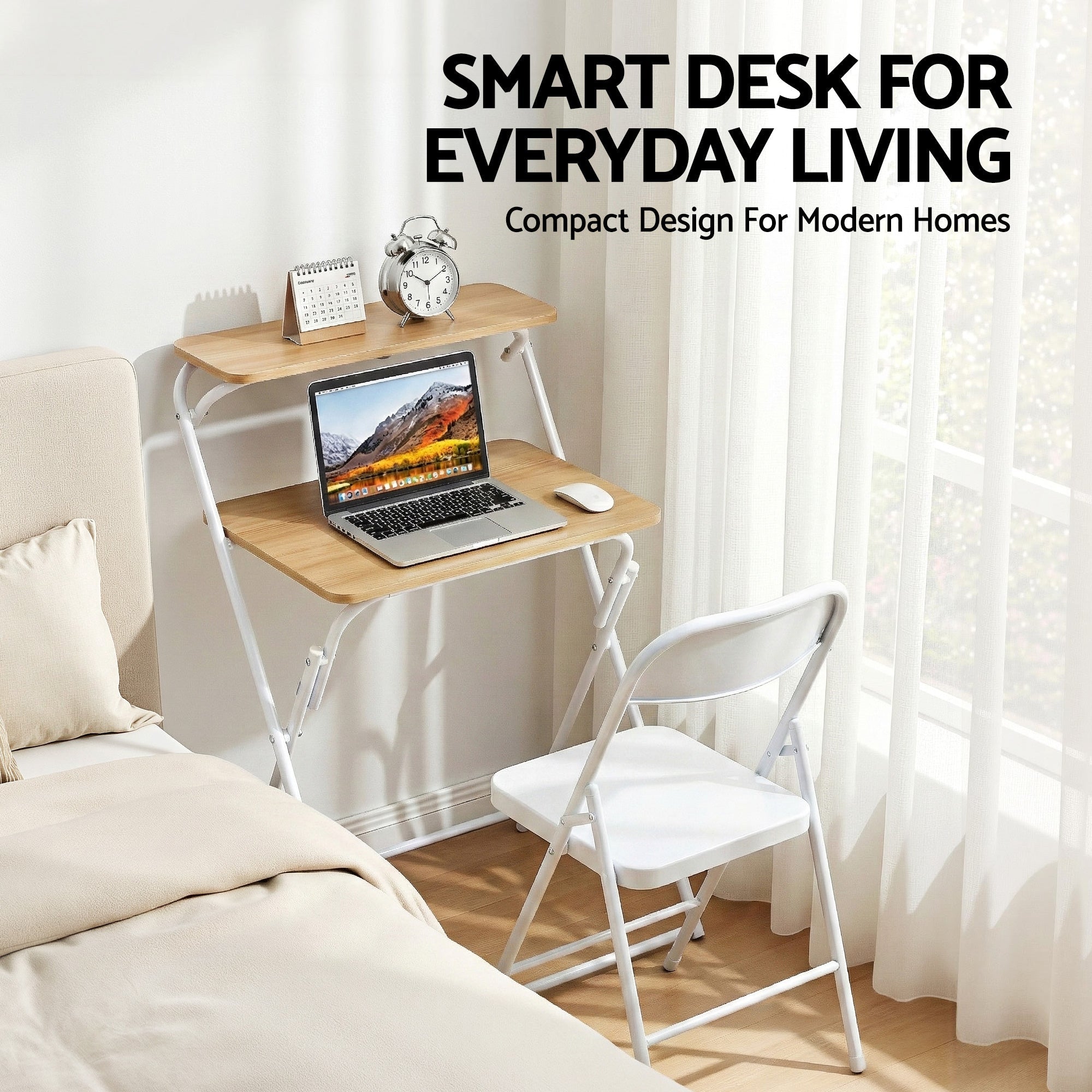 Laptop Desk Foldable Study Desk Home Office Oak - Electronics > Computers & Tablets > Desktops & Accessories - Rivercity House & Home Co. (ABN 18 642 972 209) - Affordable Modern Furniture Australia