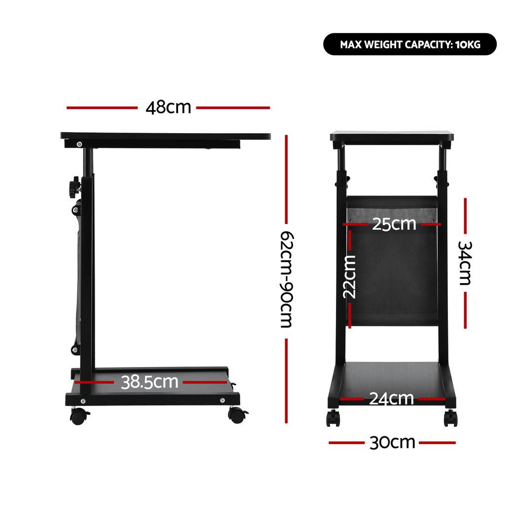 Laptop Desk Height Adjustable Mobile Workstation Computer Desks 48CM Black - Furniture > Living Room > Side Tables - Rivercity House & Home Co. (ABN 18 642 972 209) - Affordable Modern Furniture Australia