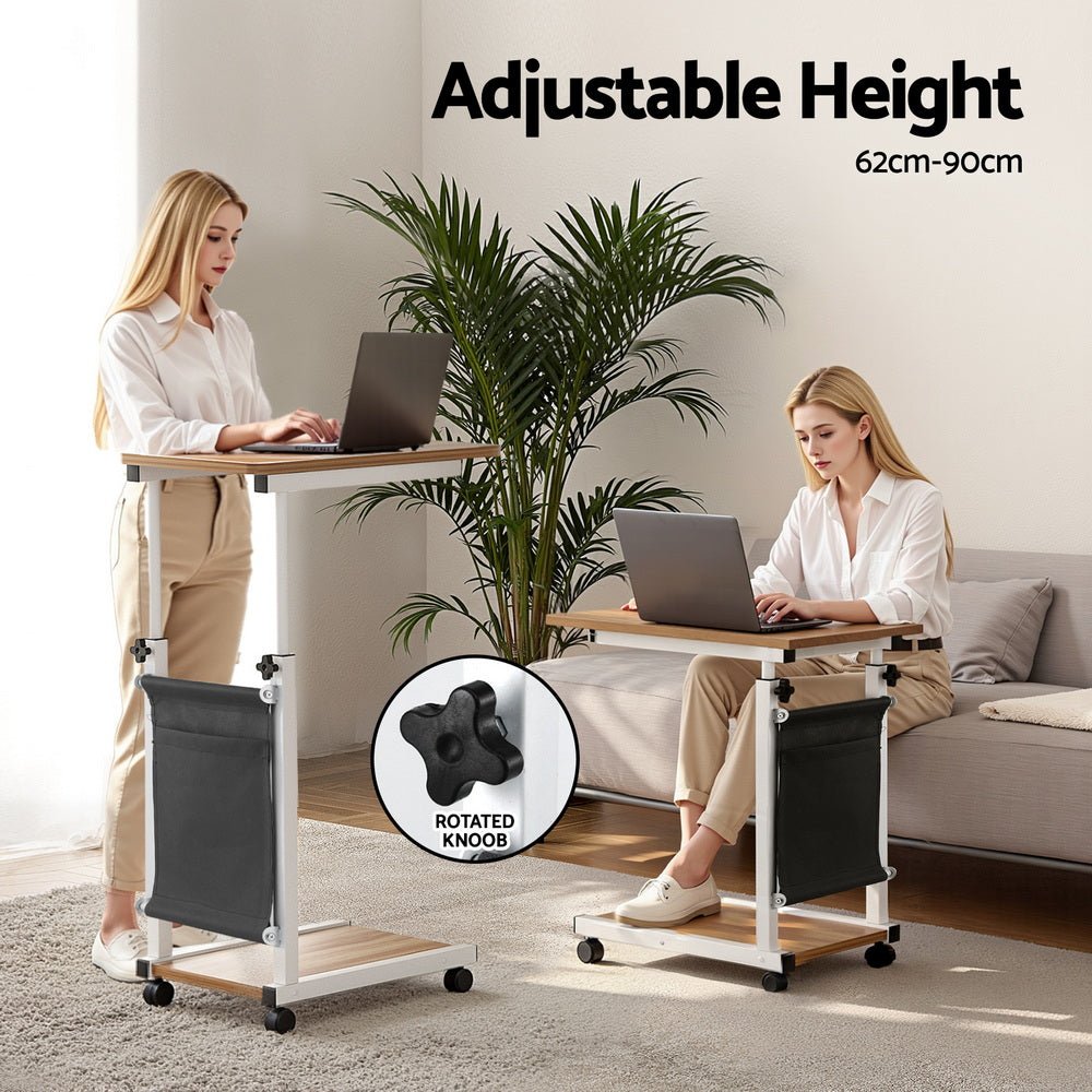 Laptop Desk Height Adjustable Mobile Workstation Computer Desks 48CM Oak - Furniture > Living Room > Side Tables - Rivercity House & Home Co. (ABN 18 642 972 209) - Affordable Modern Furniture Australia