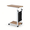 Height Adjustable Mobile Laptop Desk 48cm with Wheels - Oak