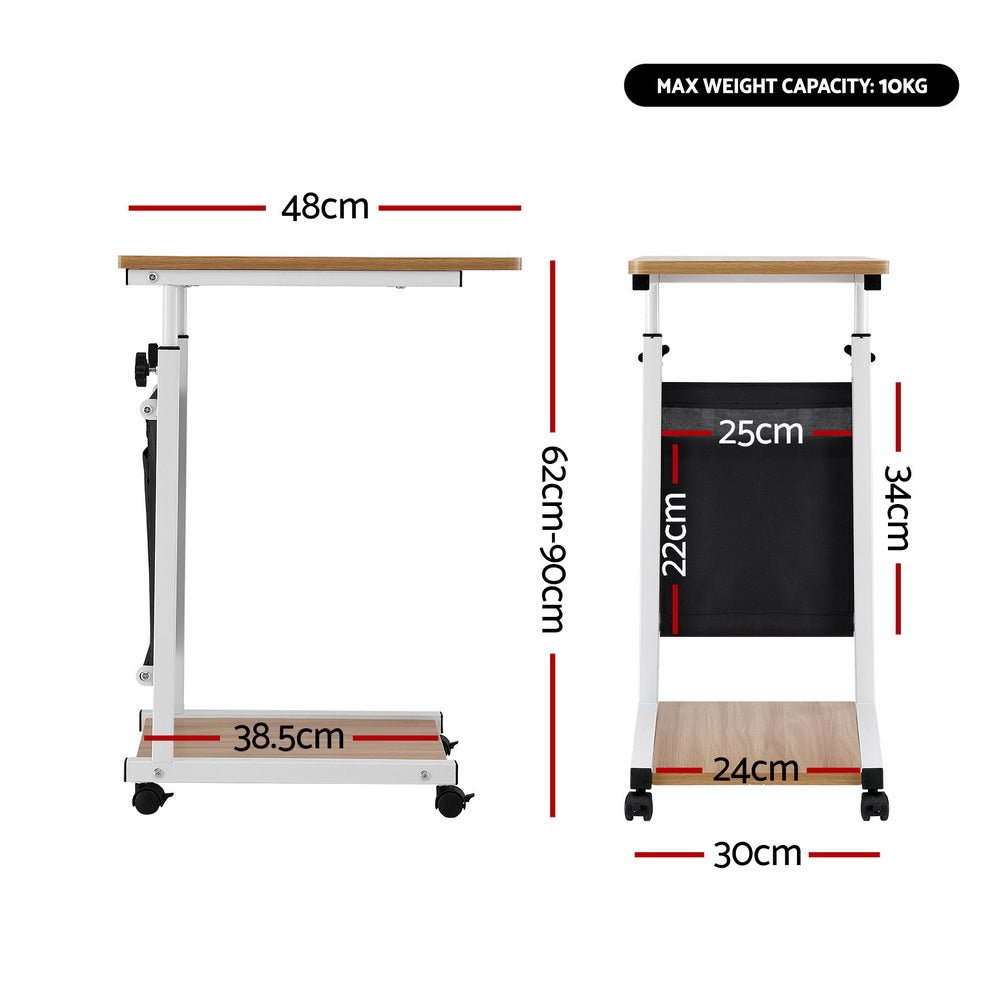 Laptop Desk Height Adjustable Mobile Workstation Computer Desks 48CM Oak - Furniture > Living Room > Side Tables - Rivercity House & Home Co. (ABN 18 642 972 209) - Affordable Modern Furniture Australia