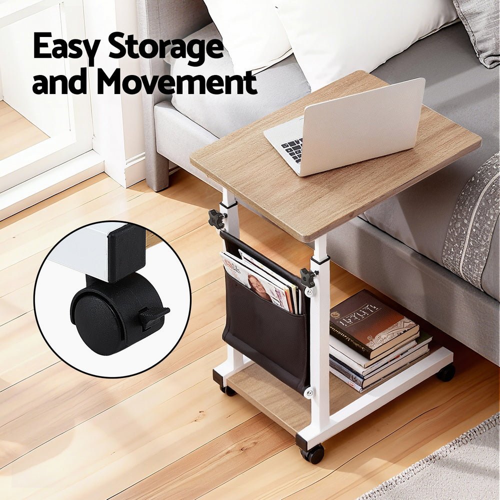 Laptop Desk Height Adjustable Mobile Workstation Computer Desks 48CM Oak - Furniture > Living Room > Side Tables - Rivercity House & Home Co. (ABN 18 642 972 209) - Affordable Modern Furniture Australia