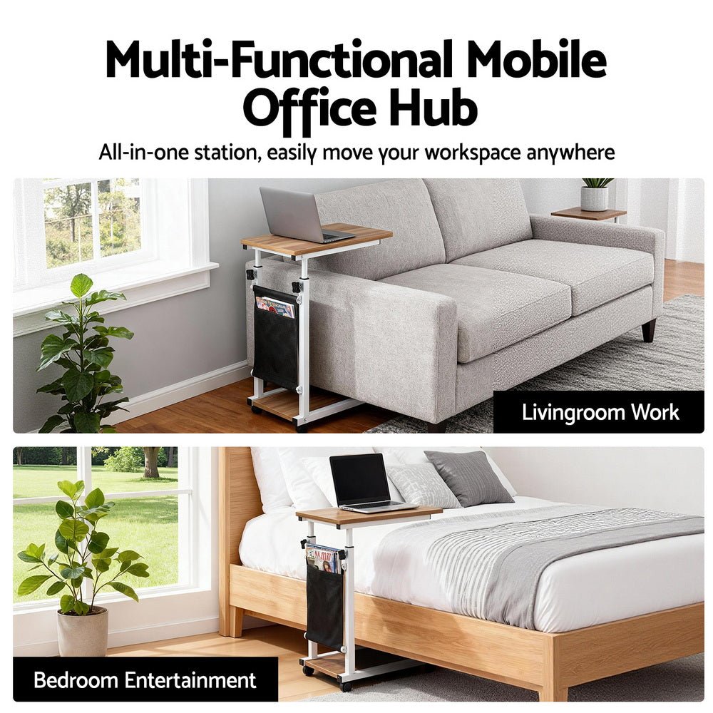 Laptop Desk Height Adjustable Mobile Workstation Computer Desks 48CM Oak - Furniture > Living Room > Side Tables - Rivercity House & Home Co. (ABN 18 642 972 209) - Affordable Modern Furniture Australia