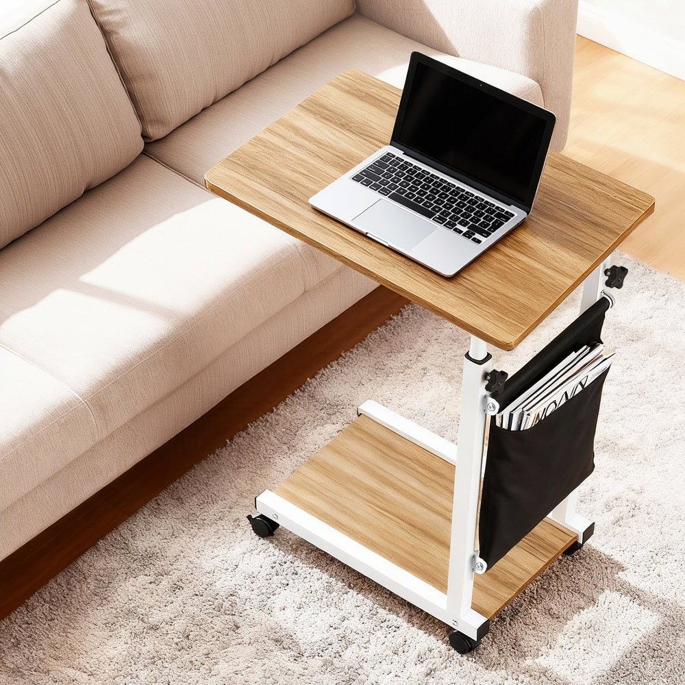 Laptop Desk Height Adjustable Mobile Workstation Computer Desks 48CM Oak - Furniture > Living Room > Side Tables - Rivercity House & Home Co. (ABN 18 642 972 209) - Affordable Modern Furniture Australia