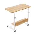 Portable Adjustable Height Laptop Desk 80CM with Wheels - Oak