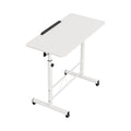 Adjustable 80CM Laptop Desk Table with Tilting Desktop and Wheels - White