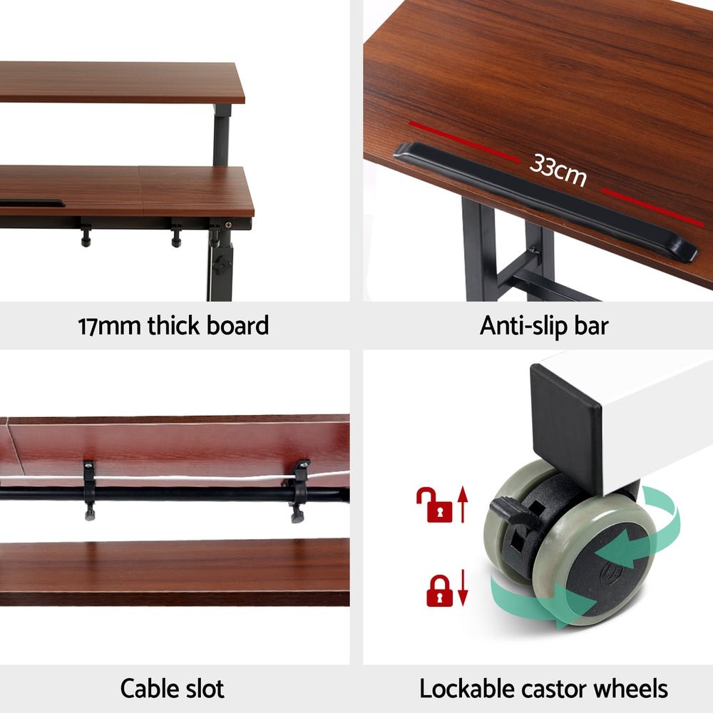 Laptop Desk Table Adjustable Dark Wood 80CM - Furniture > Office > Desks - Rivercity House & Home Co. (ABN 18 642 972 209) - Affordable Modern Furniture Australia