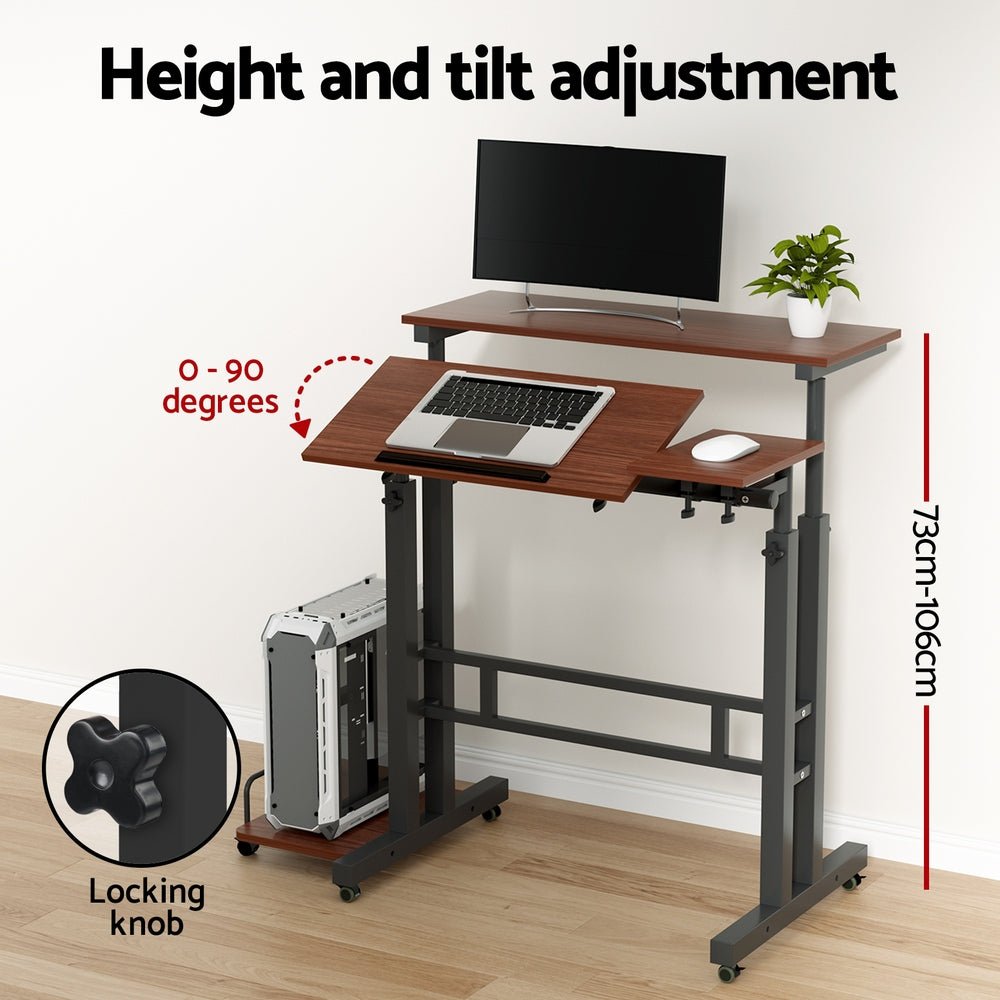 Laptop Desk Table Adjustable Dark Wood 80CM - Furniture > Office > Desks - Rivercity House & Home Co. (ABN 18 642 972 209) - Affordable Modern Furniture Australia