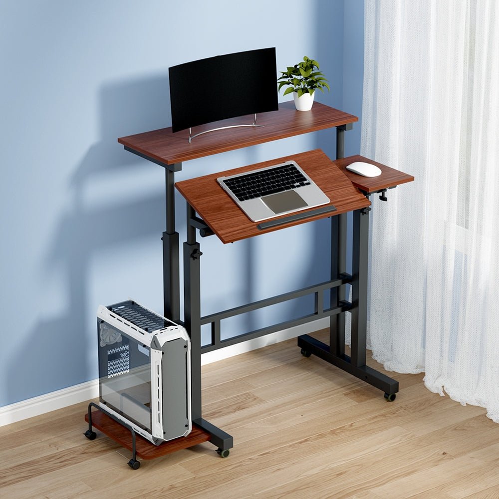 Laptop Desk Table Adjustable Dark Wood 80CM - Furniture > Office > Desks - Rivercity House & Home Co. (ABN 18 642 972 209) - Affordable Modern Furniture Australia