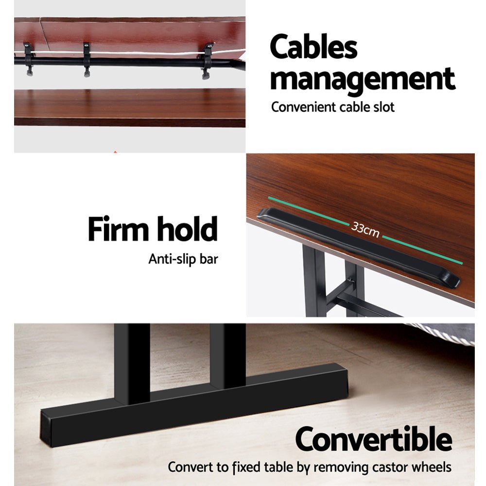 Laptop Desk Table Adjustable Dark Wood 80CM - Furniture > Office > Desks - Rivercity House & Home Co. (ABN 18 642 972 209) - Affordable Modern Furniture Australia