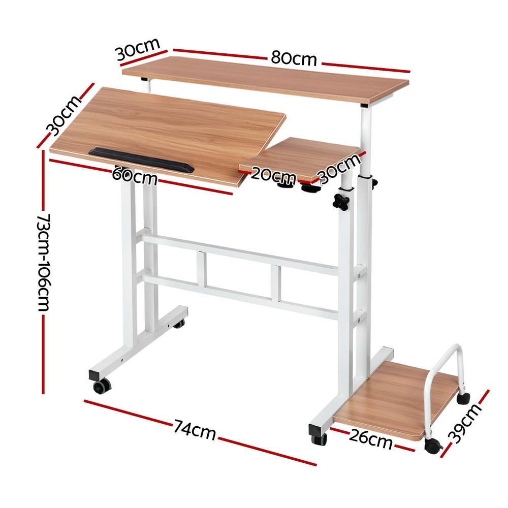 Laptop Desk Table Adjustable Light Wood 80CM - Furniture > Office > Desks - Rivercity House & Home Co. (ABN 18 642 972 209) - Affordable Modern Furniture Australia