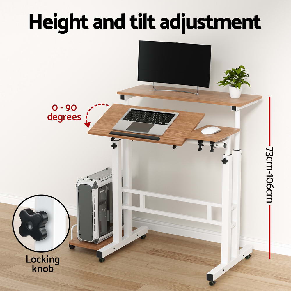 Laptop Desk Table Adjustable Light Wood 80CM - Furniture > Office > Desks - Rivercity House & Home Co. (ABN 18 642 972 209) - Affordable Modern Furniture Australia
