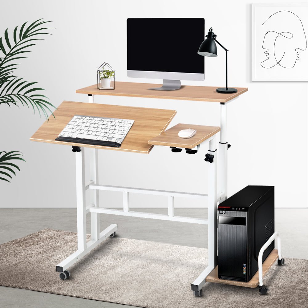 Laptop Desk Table Adjustable Light Wood 80CM - Furniture > Office > Desks - Rivercity House & Home Co. (ABN 18 642 972 209) - Affordable Modern Furniture Australia