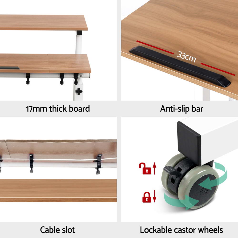 Laptop Desk Table Adjustable Light Wood 80CM - Furniture > Office > Desks - Rivercity House & Home Co. (ABN 18 642 972 209) - Affordable Modern Furniture Australia