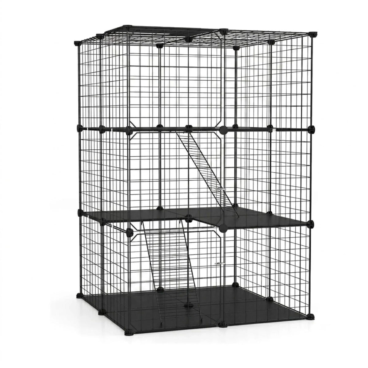 Large 3 Tier Cat Cage DIY Enclosure Playpen with Hammock - Black - Pet Care > Cat Supplies > Cat Scratchers - Rivercity House & Home Co. (ABN 18 642 972 209) - Affordable Modern Furniture Australia