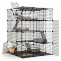 Large 4 Tier Cat Cage DIY Enclosure Pet Playpen Kennel - Black
