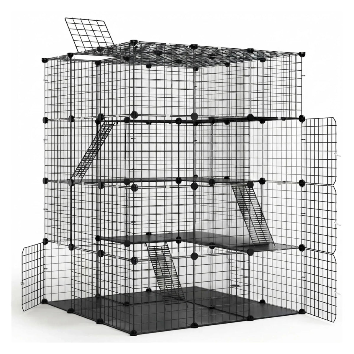 Large 4 Tier Cat Cage DIY Enclosure Pet Playpen Kennel - Black - Pet Care > Cat Supplies > Cat Scratchers - Rivercity House & Home Co. (ABN 18 642 972 209) - Affordable Modern Furniture Australia